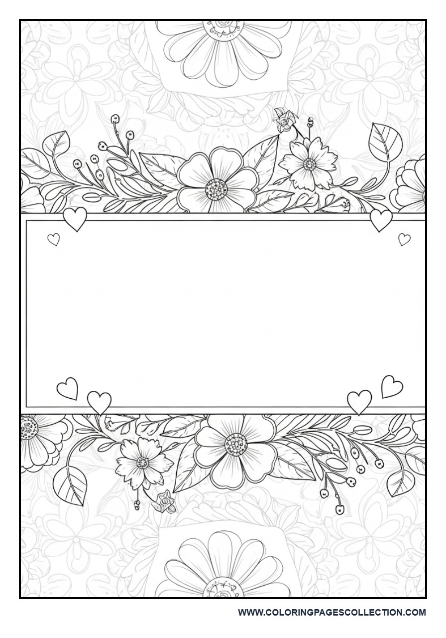 Wedding Invitation Frame Floral Coloring Page