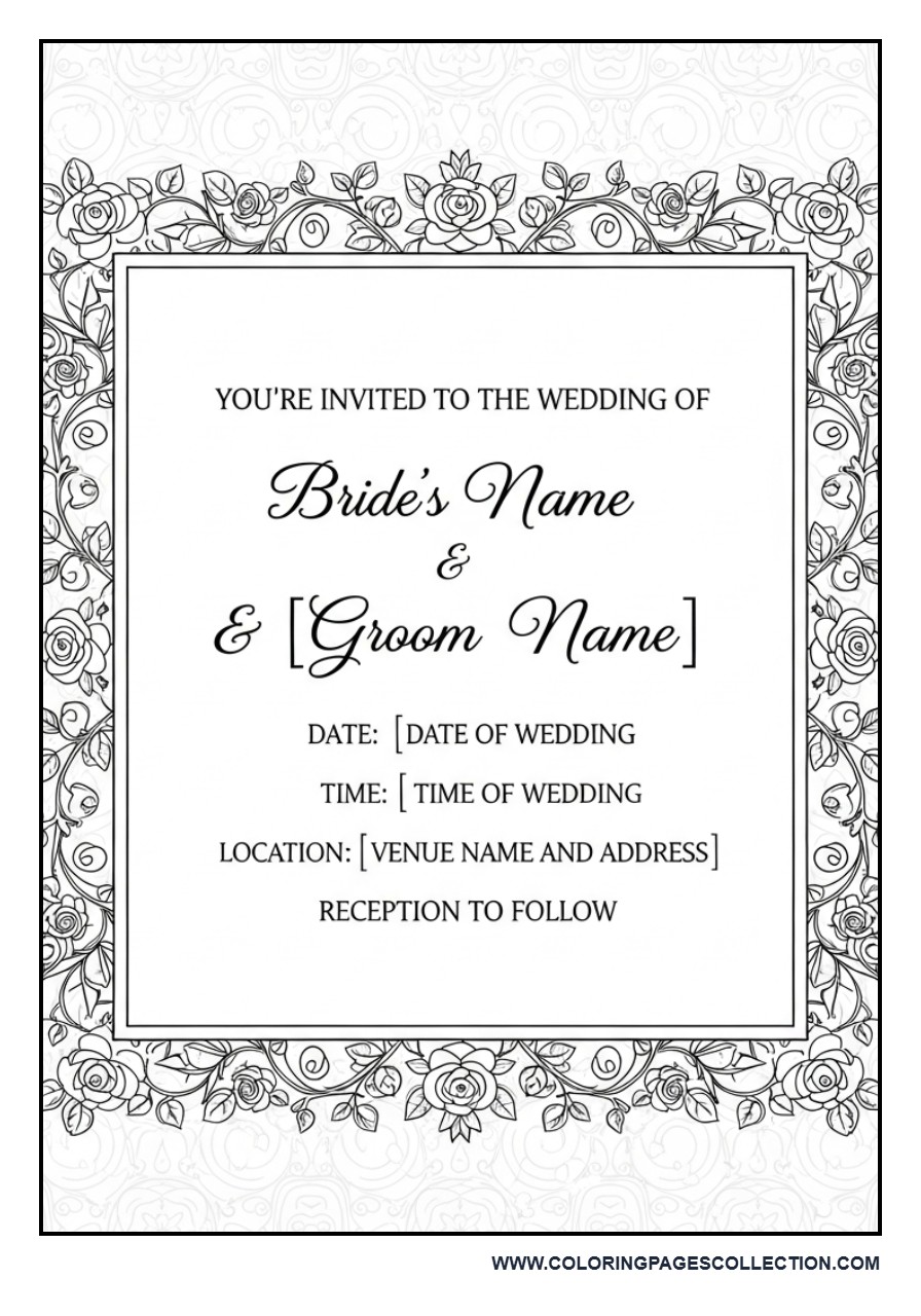 Wedding Invitation Style Coloring Page
