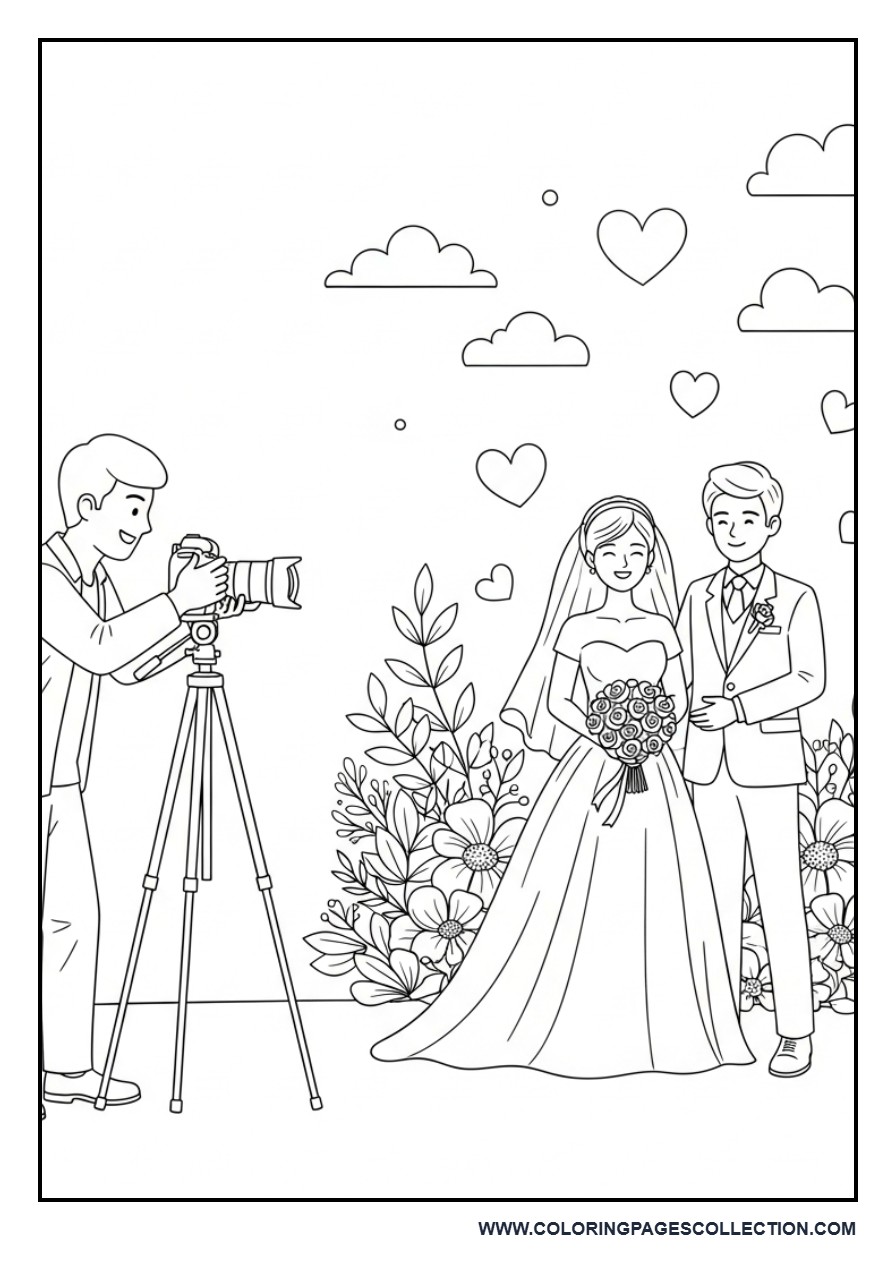 Wedding Photographer Scene Coloring Page