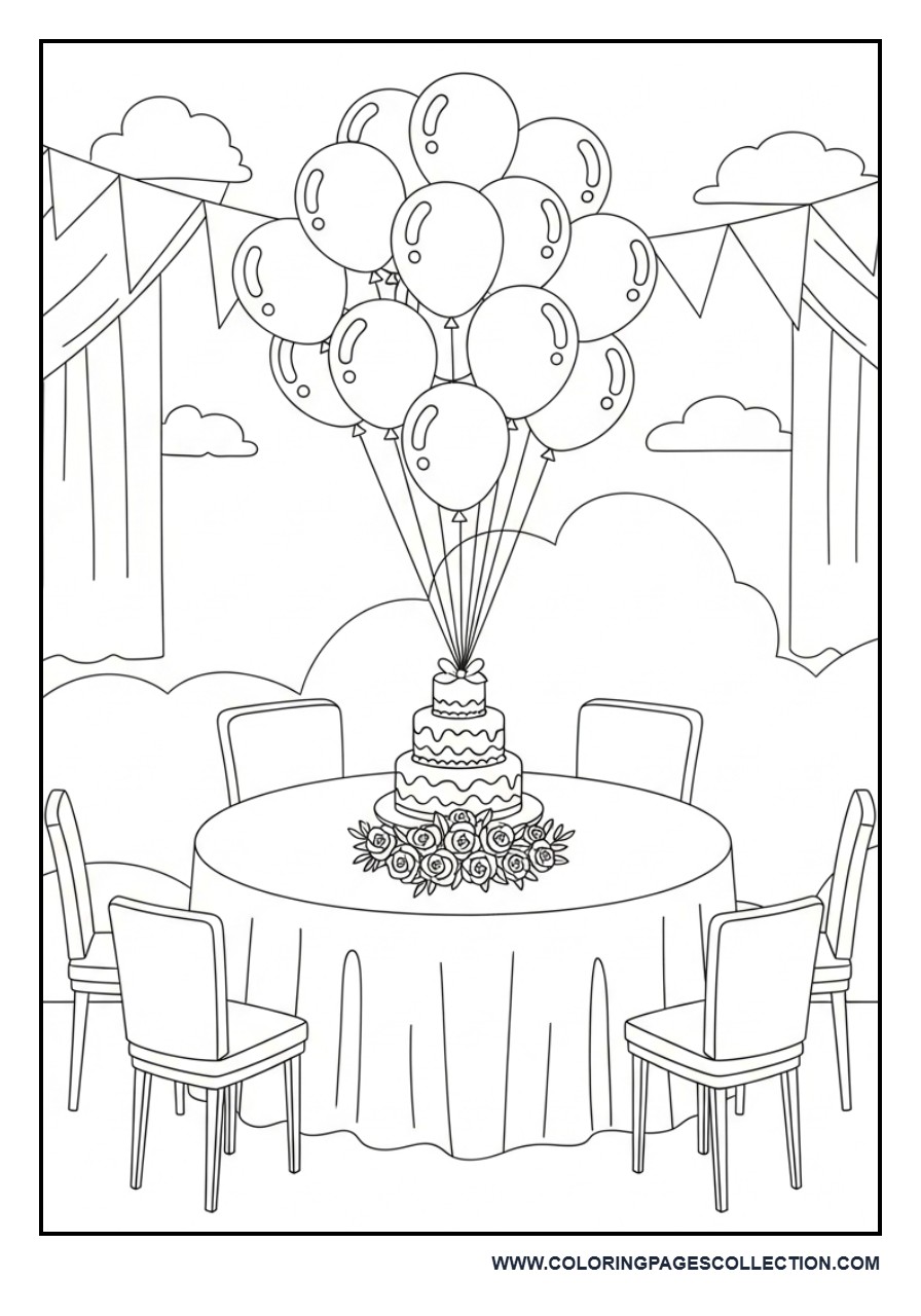Wedding Reception Table Coloring Page