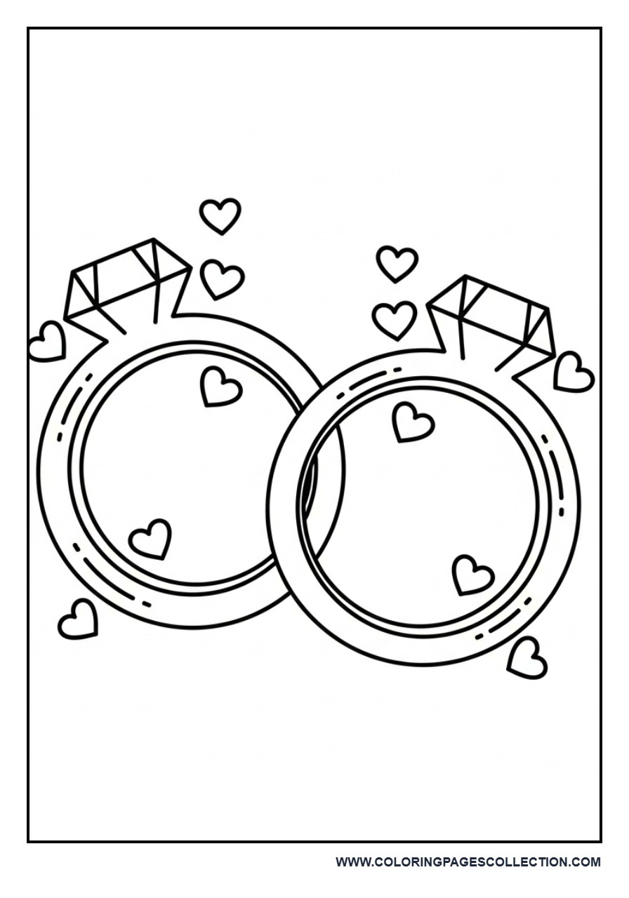 Wedding Rings Coloring Page