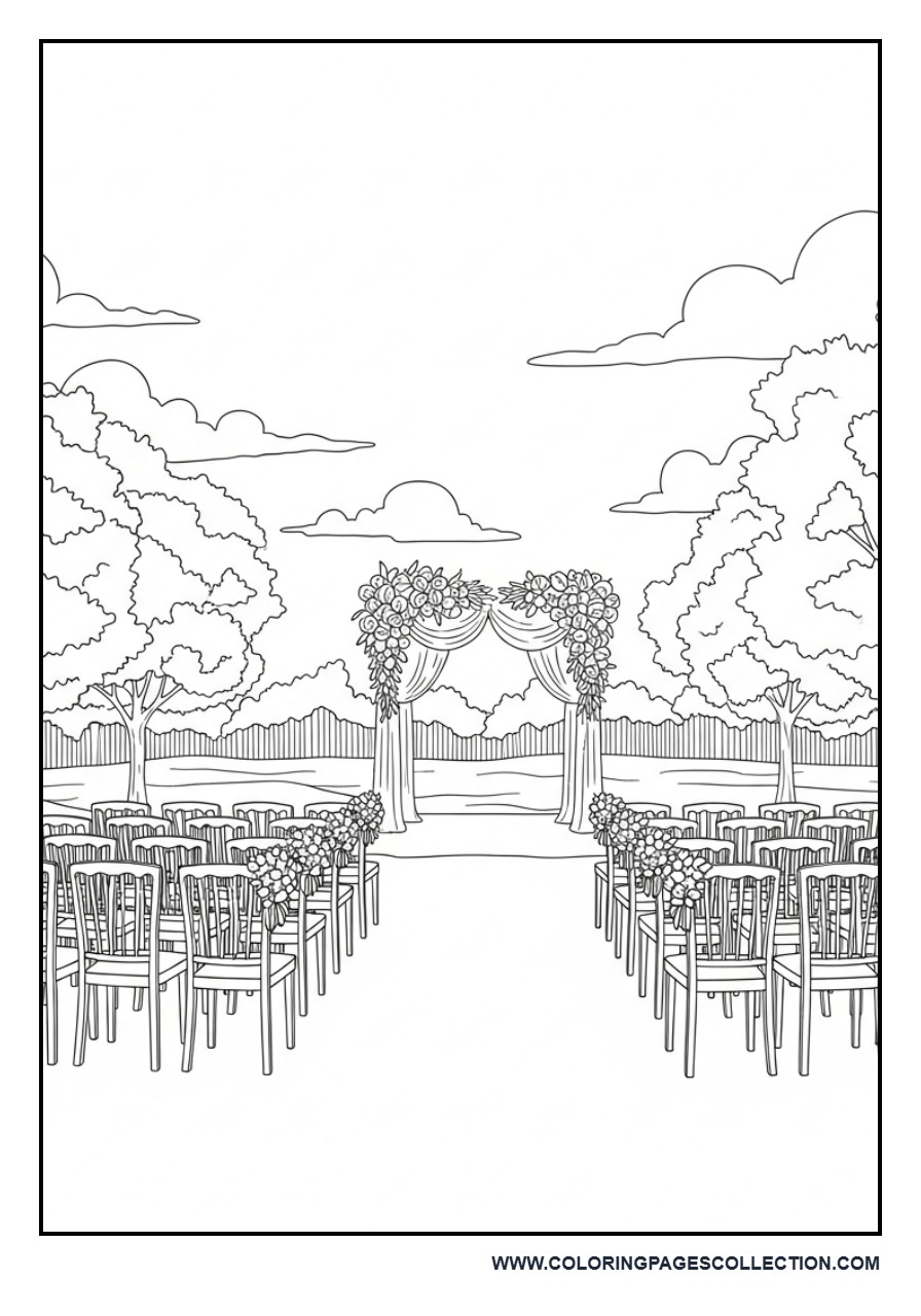 Wedding Venue Decoration Scene Coloring Page