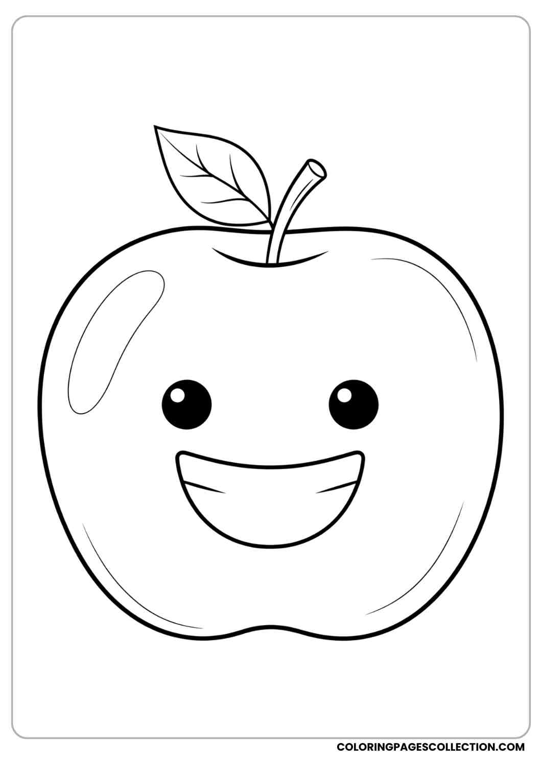 big smiling apple with a tiny leaf on top