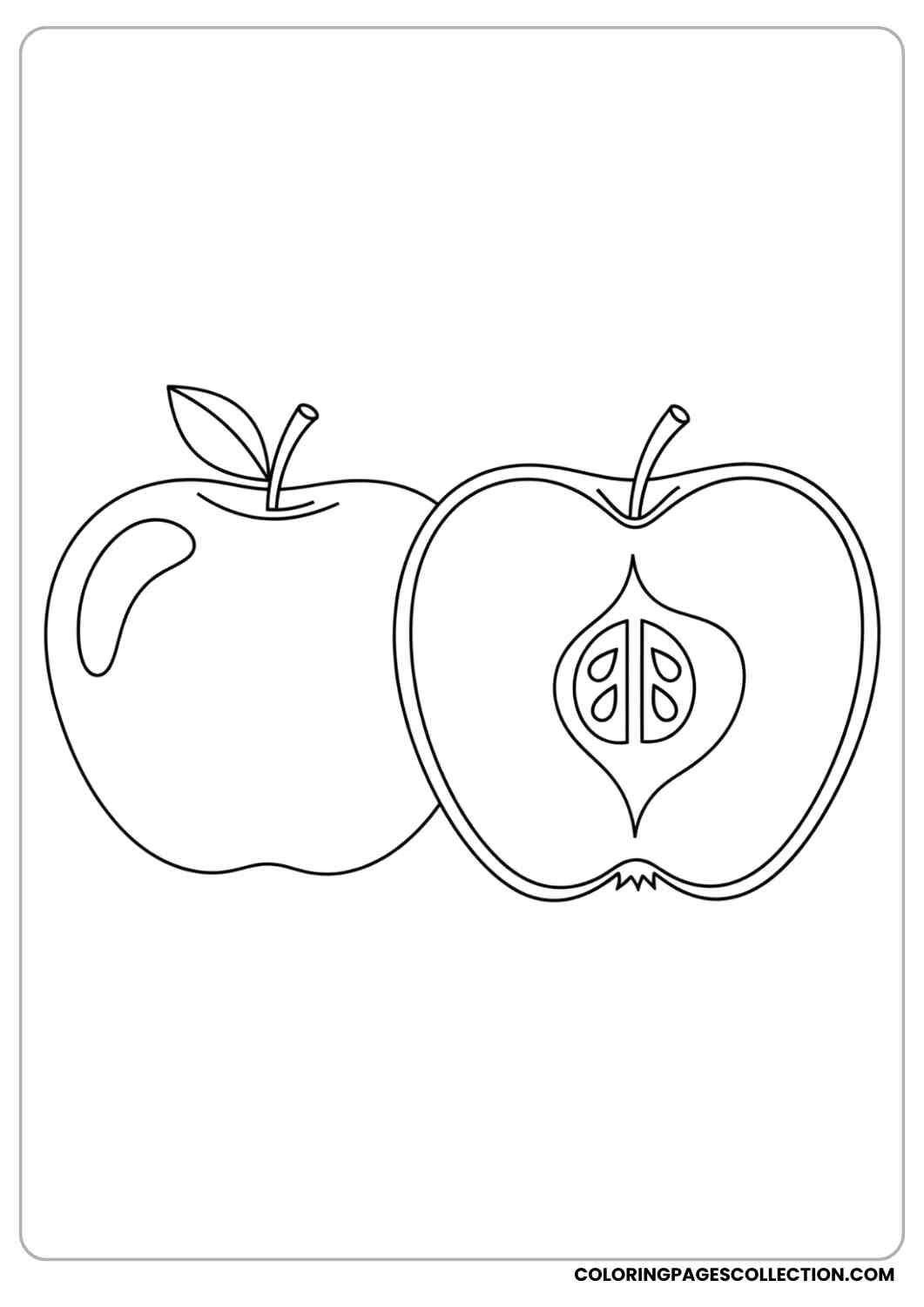 whole apple with cut apple showing seeds
