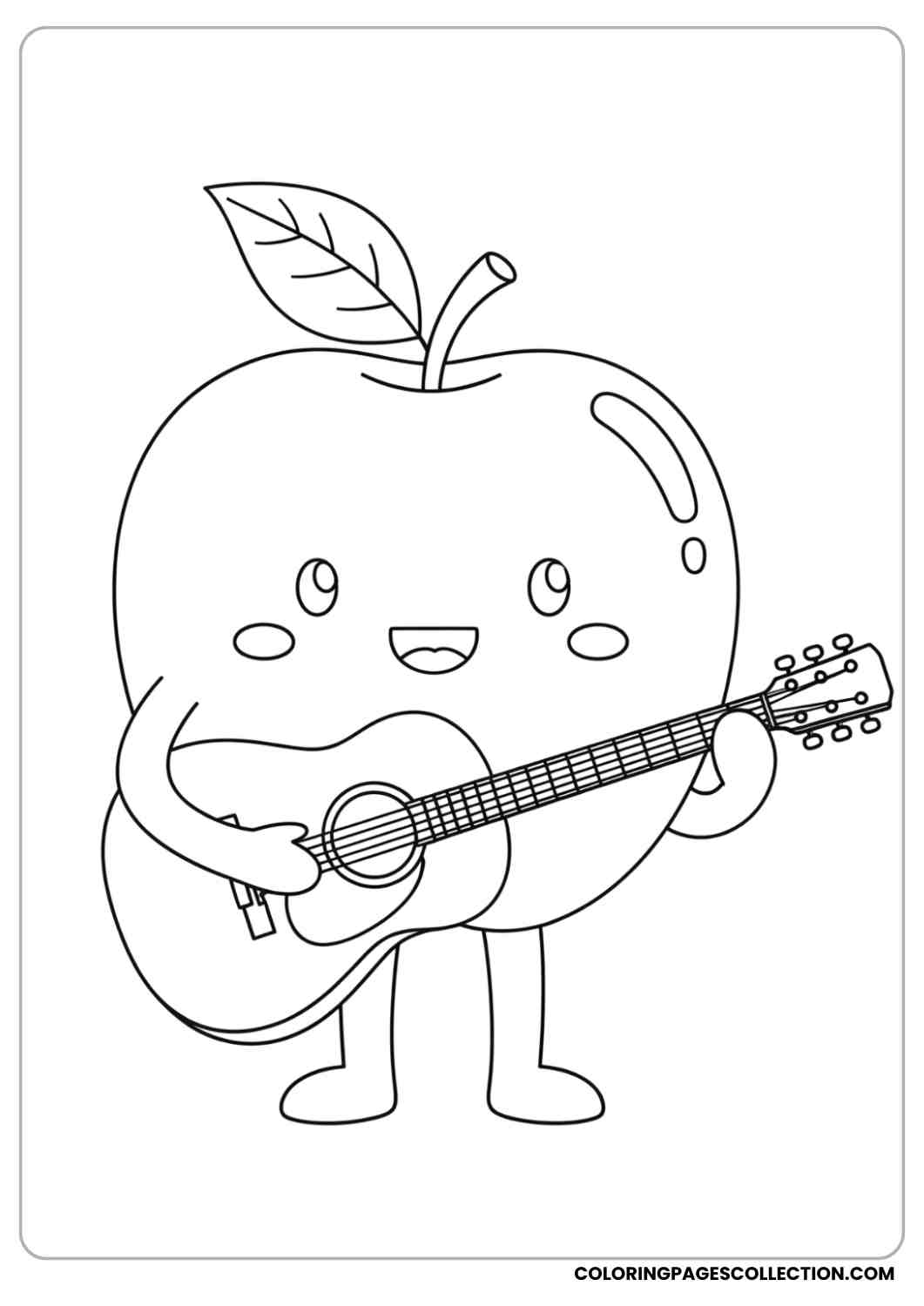 apple character holding a guitar