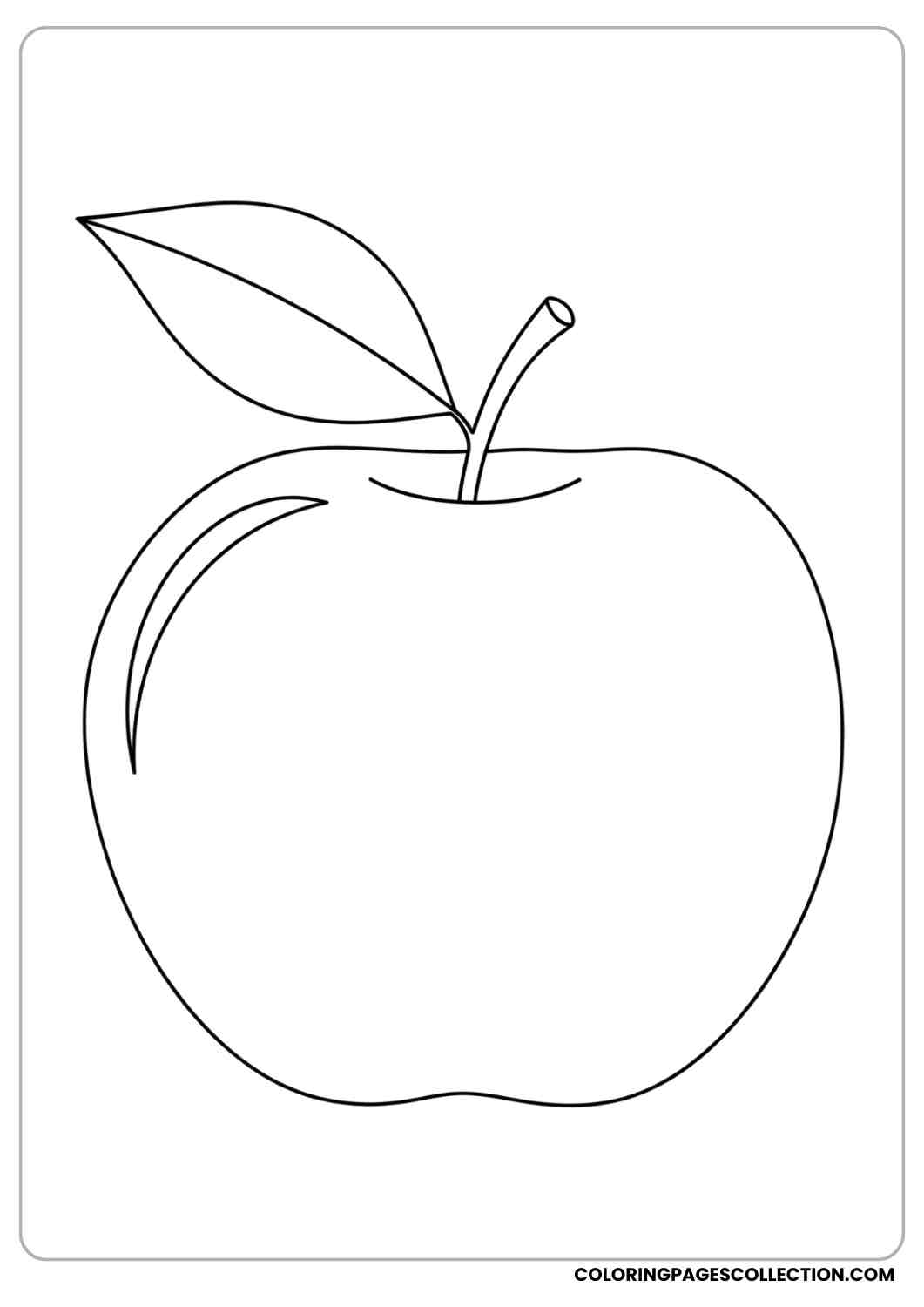 large smooth apple with leaf and stem