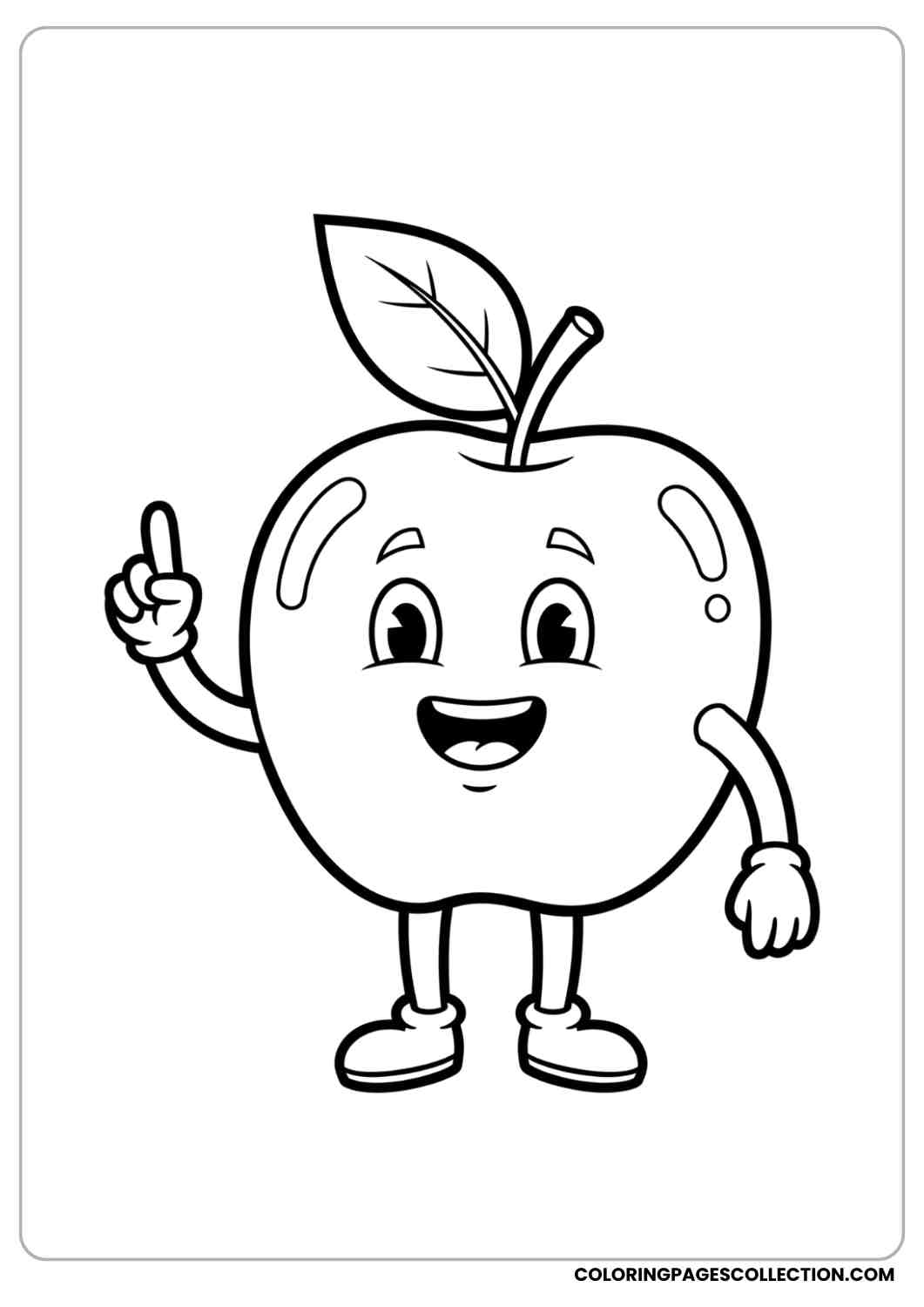 apple character wearing shoes, pointing up