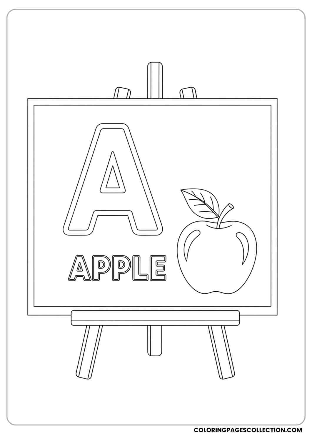 alphabet flashcard with apple drawing
