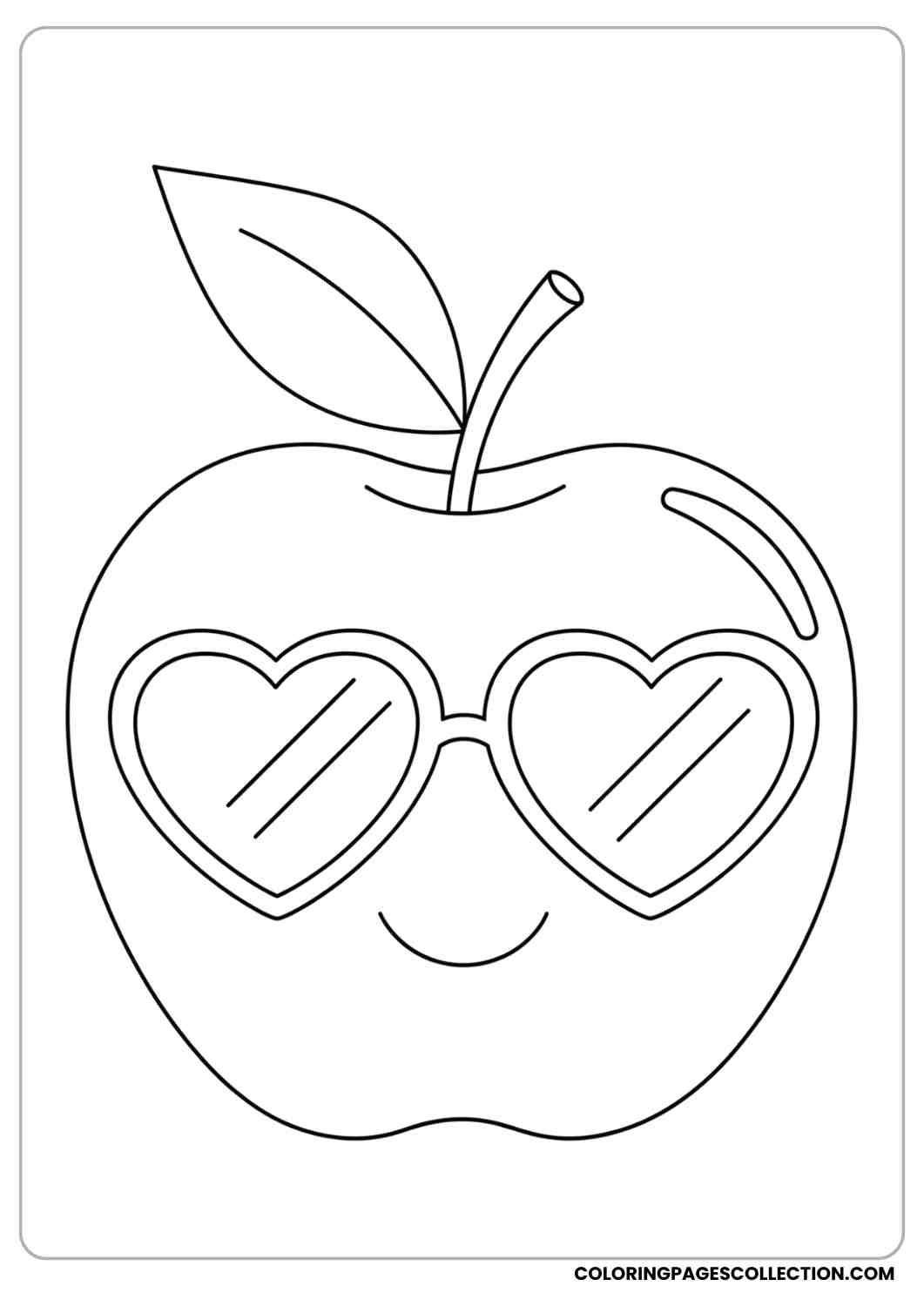big-eyed smiling apple with single leaf