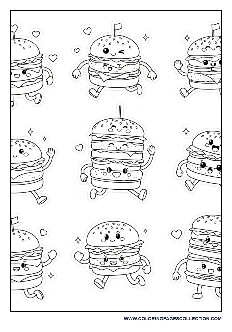 Burger Sticker Sheet Style