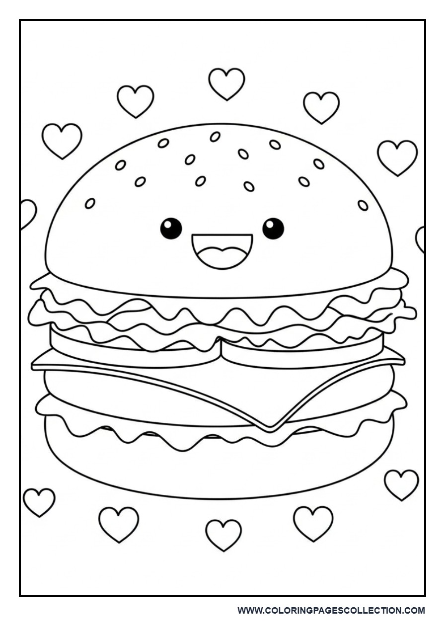 Burger with Heart Pattern Background