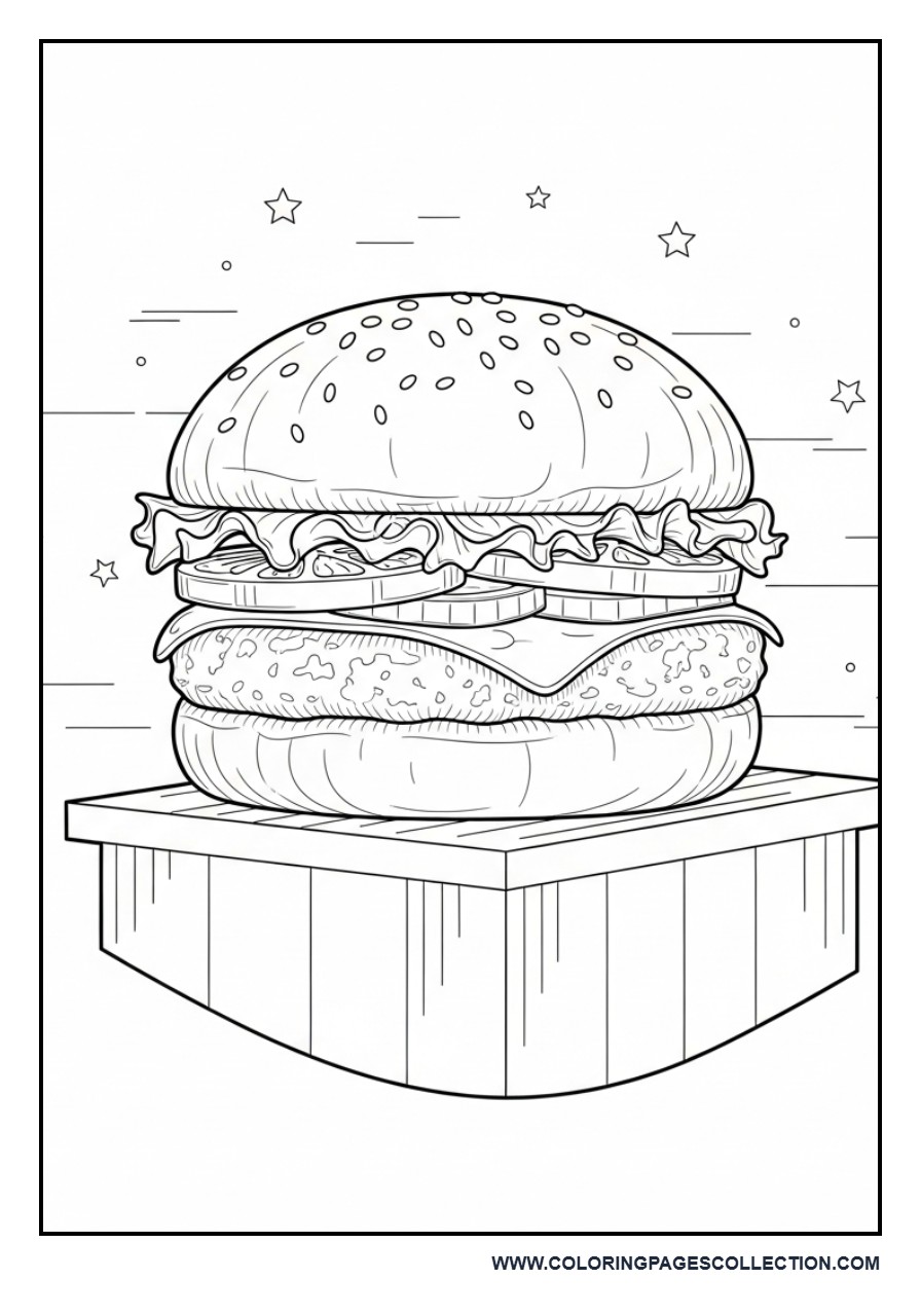 Cartoon Burger Street Food Scene