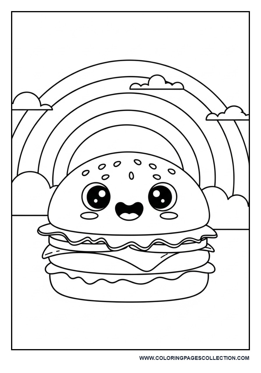 Cute Burger with Rainbow