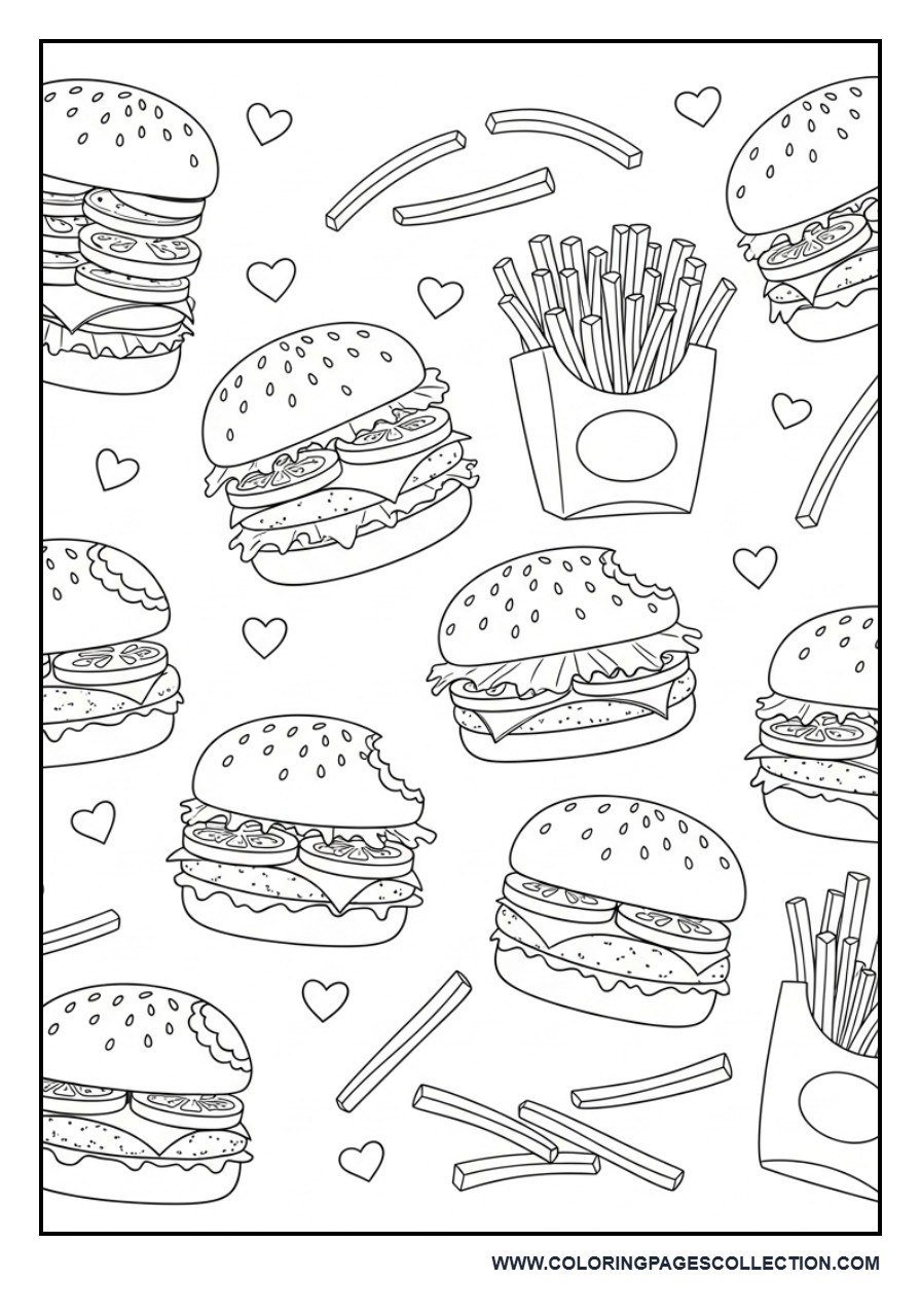 Fries and Burger Doodle Combo