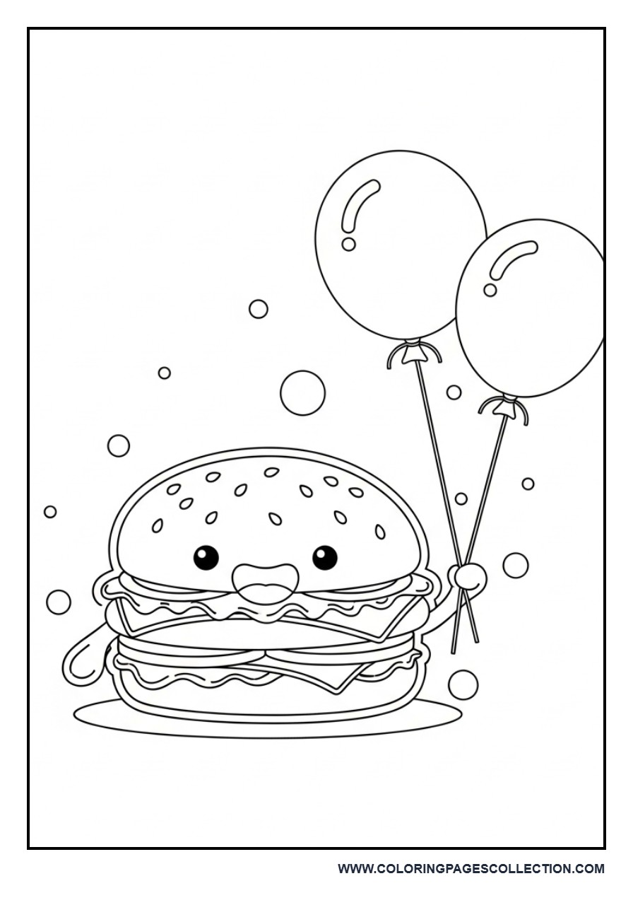 Funny Burger with Balloons