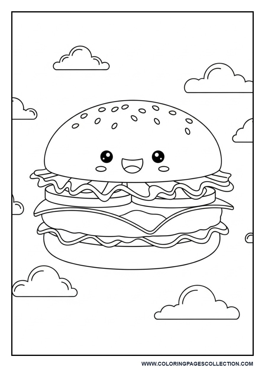 Smiling Burger with Clouds