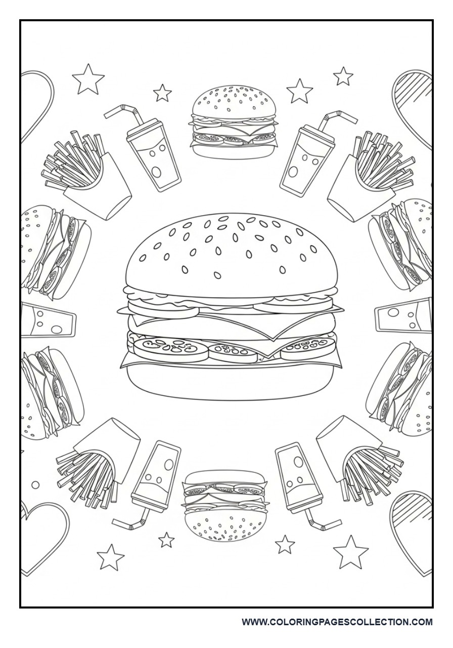 Ultimate Burger Coloring Sheet