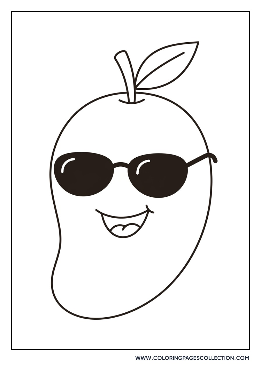 Cartoon Mango with Sunglasses