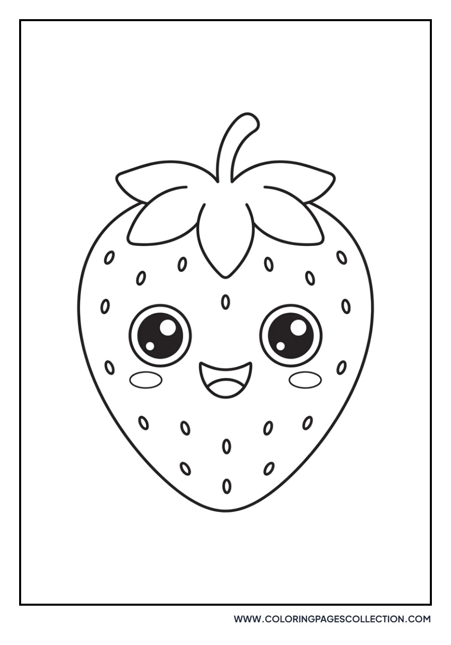Cute Kawaii Smiling Strawberry