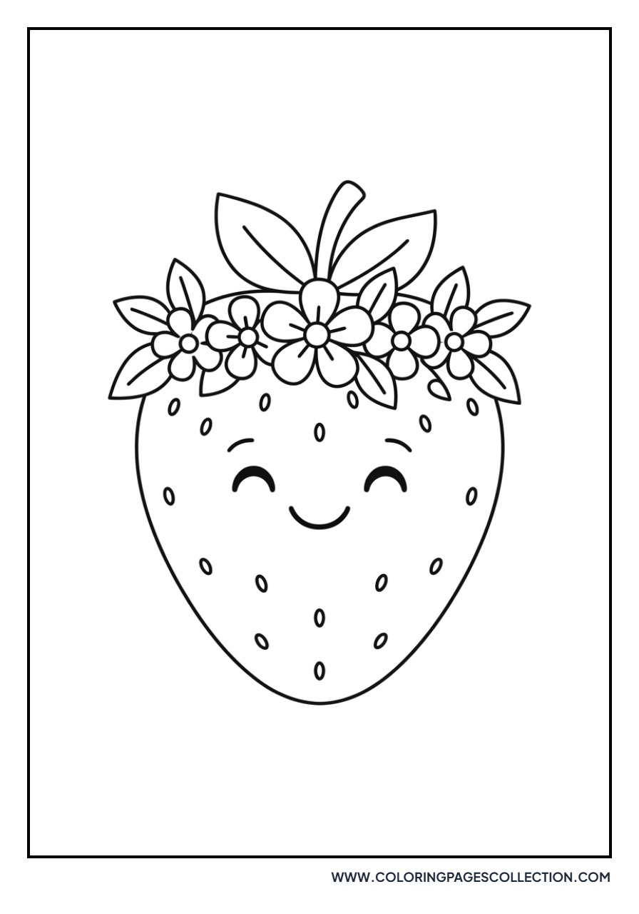 Smiling Strawberry with Flower Crown