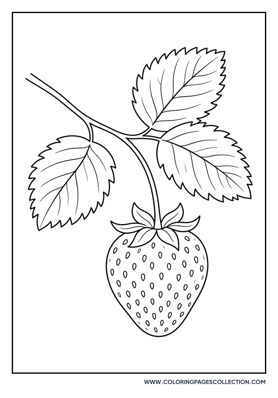 Strawberry Branch with Leaves