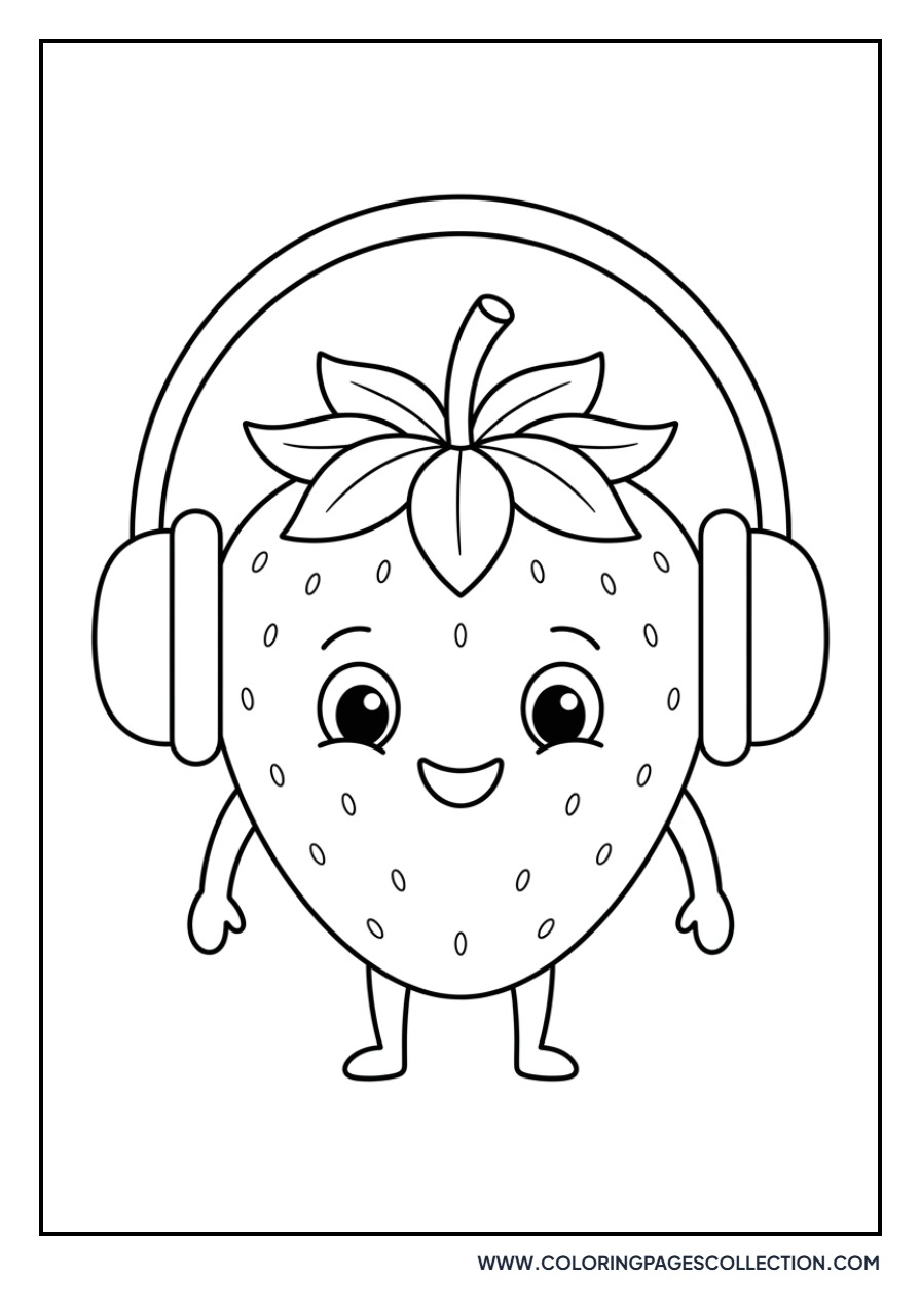 Strawberry Wearing Headphones