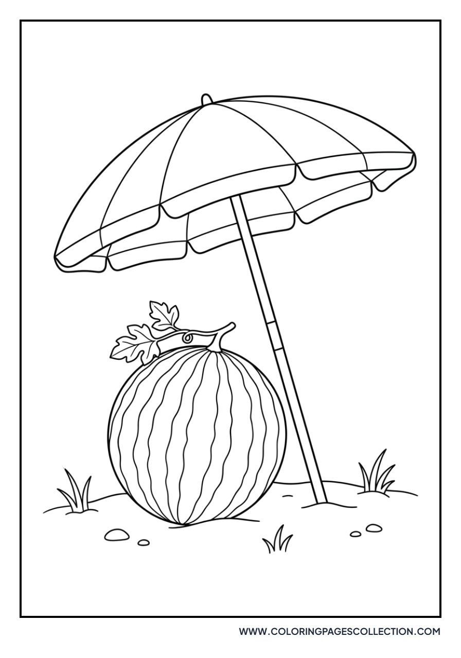 Watermelon and Beach Umbrella