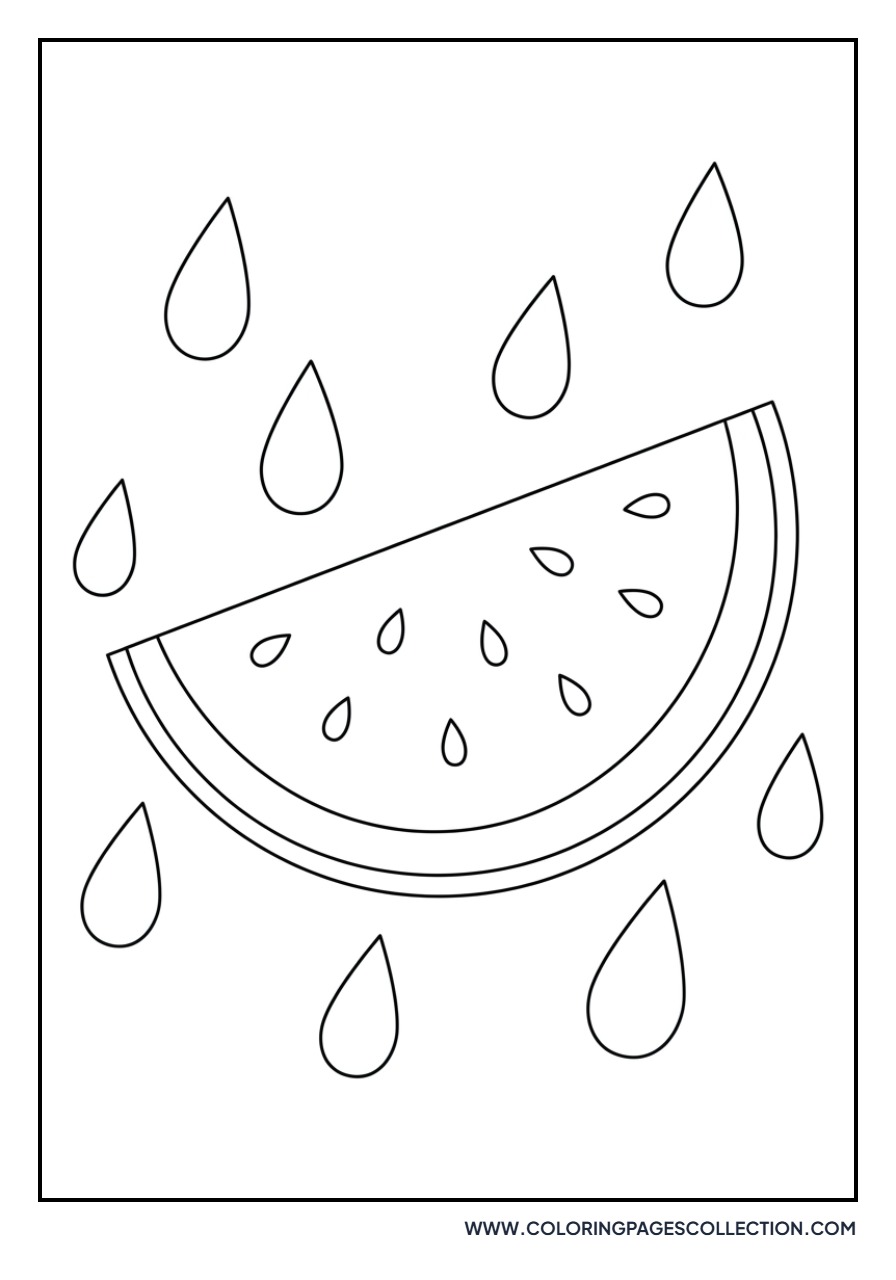 Watermelon Slice with Rain Drops