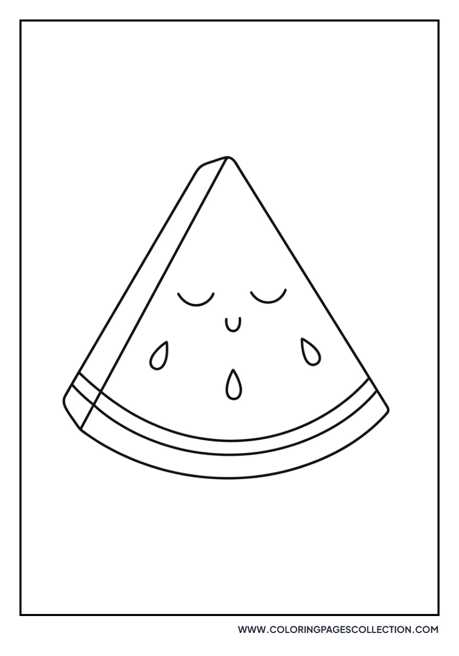Watermelon Slice with Sleepy Face