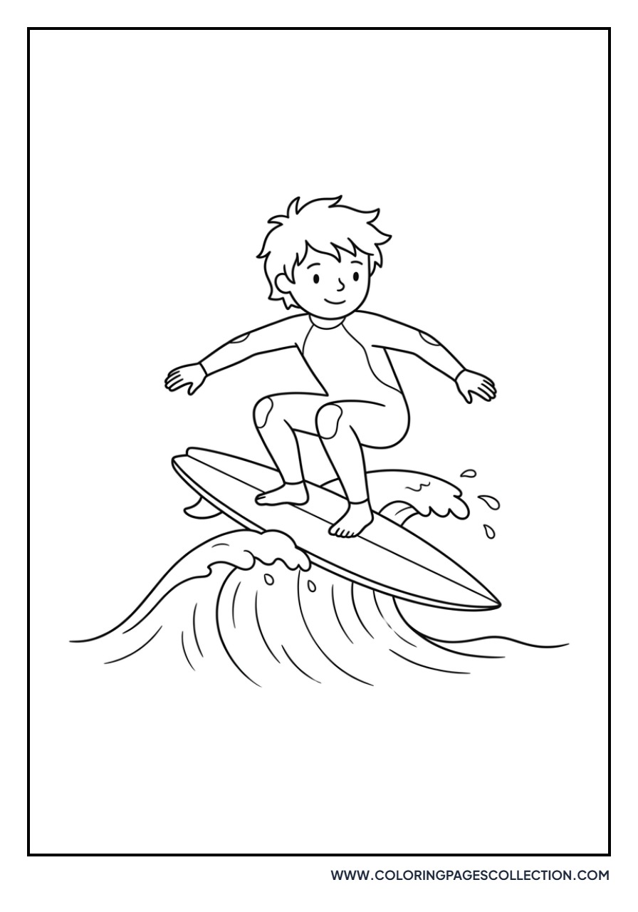 Kid Surfing Wave