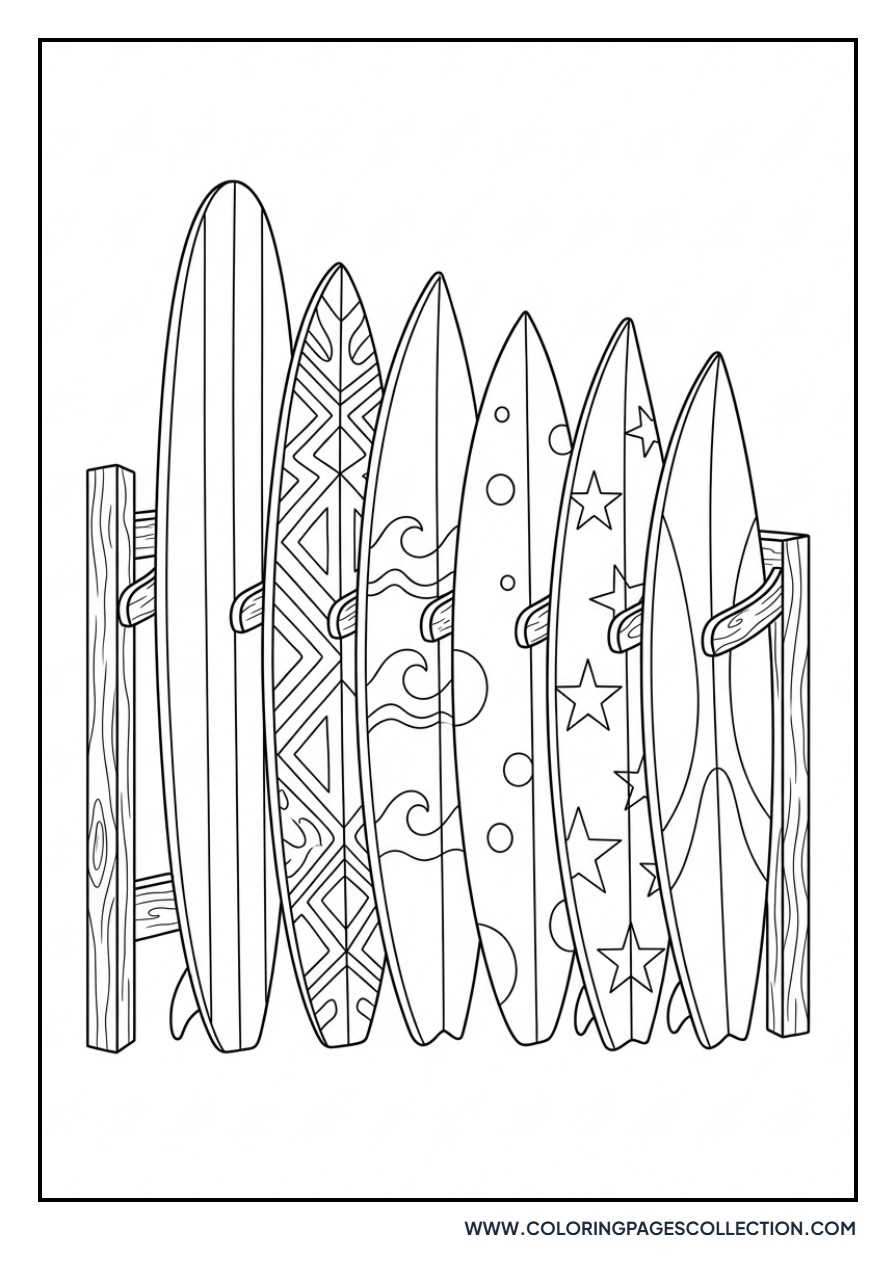 Surfboards in a Rack