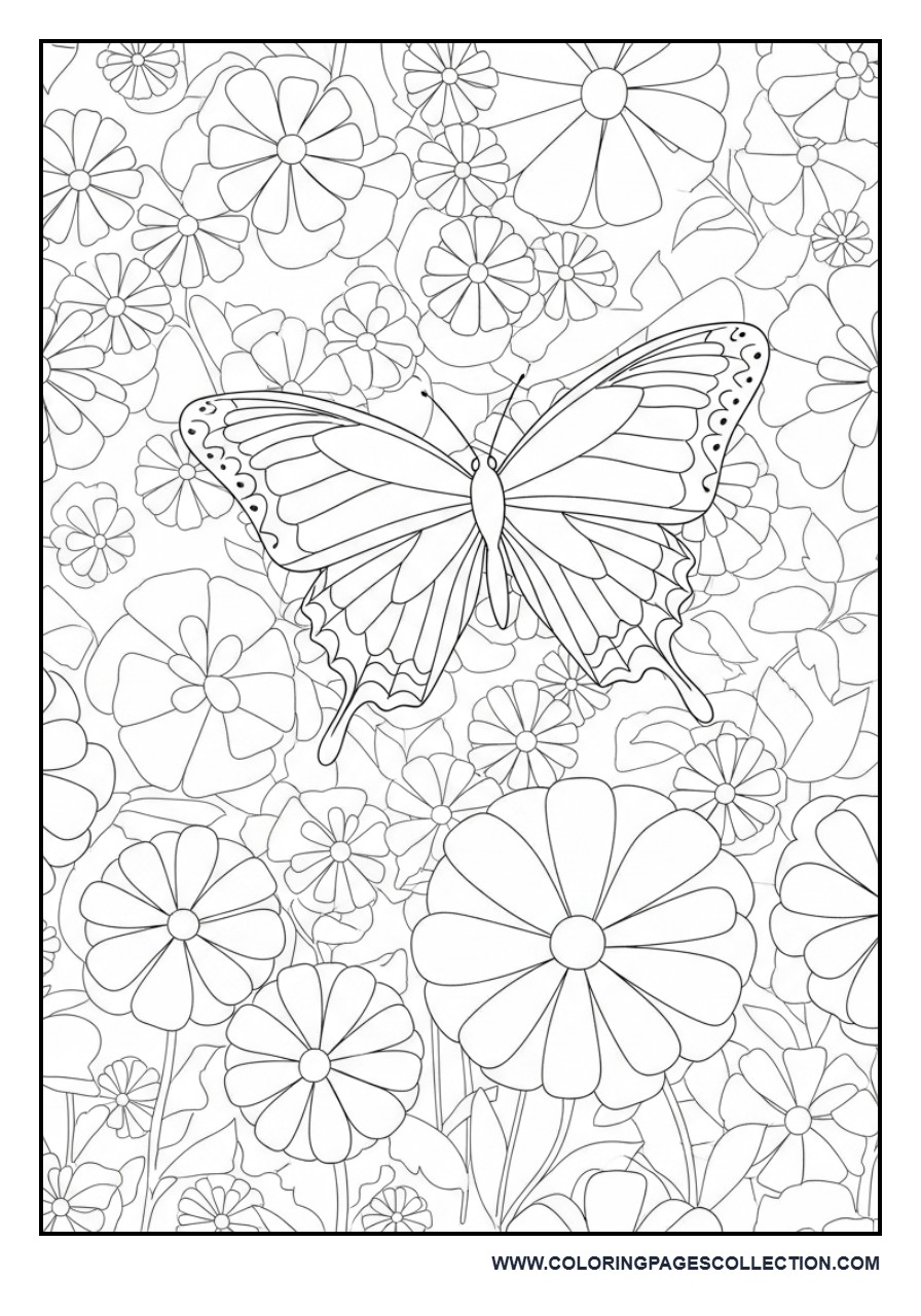 Butterfly and Big Flower Field