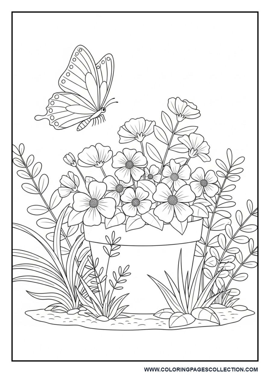 Butterfly and Flower Pot Garden
