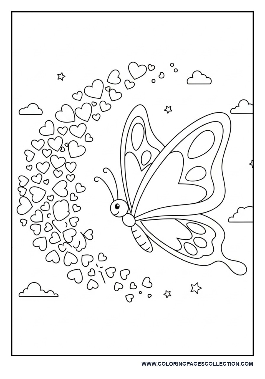 Butterfly and Hearts Background