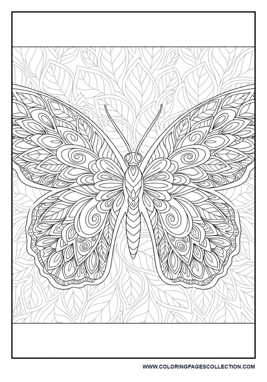 Butterfly and Leaf Pattern Background