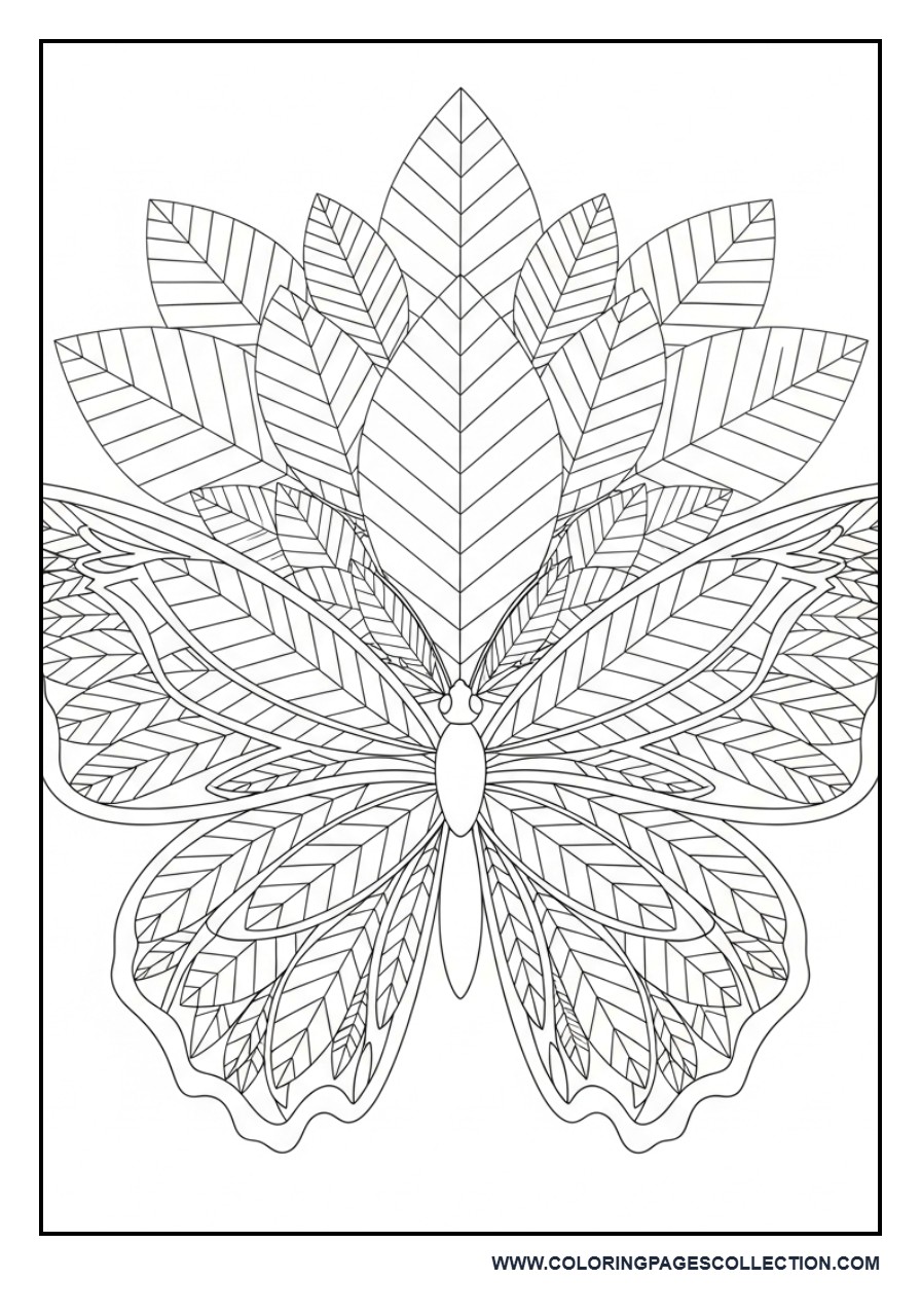 Butterfly and Leaves Pattern Background