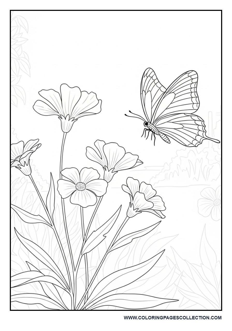 Butterfly and Wildflowers