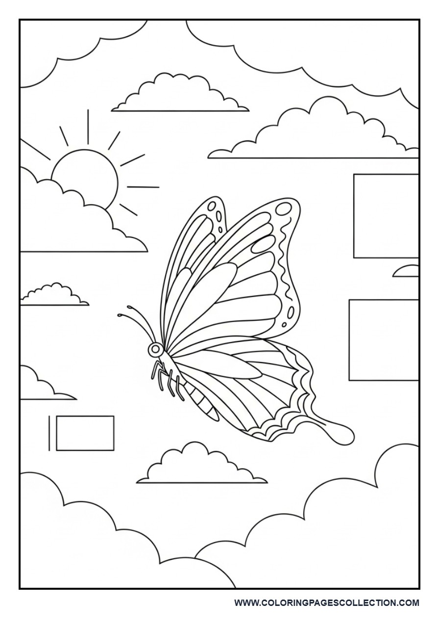 Butterfly in Cloudy Sky