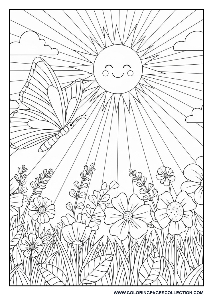 Butterfly in Happy Spring Scene