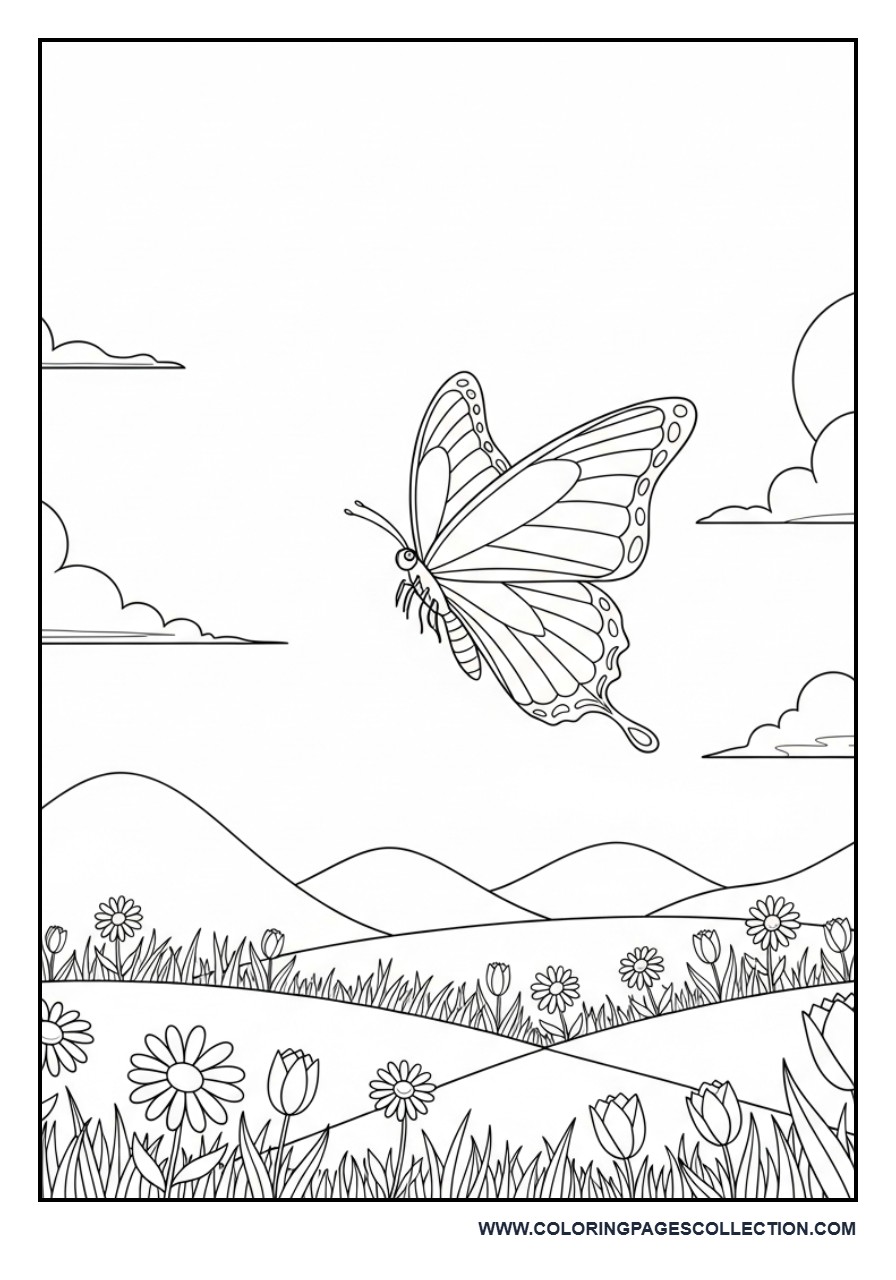 Butterfly in Spring Landscape