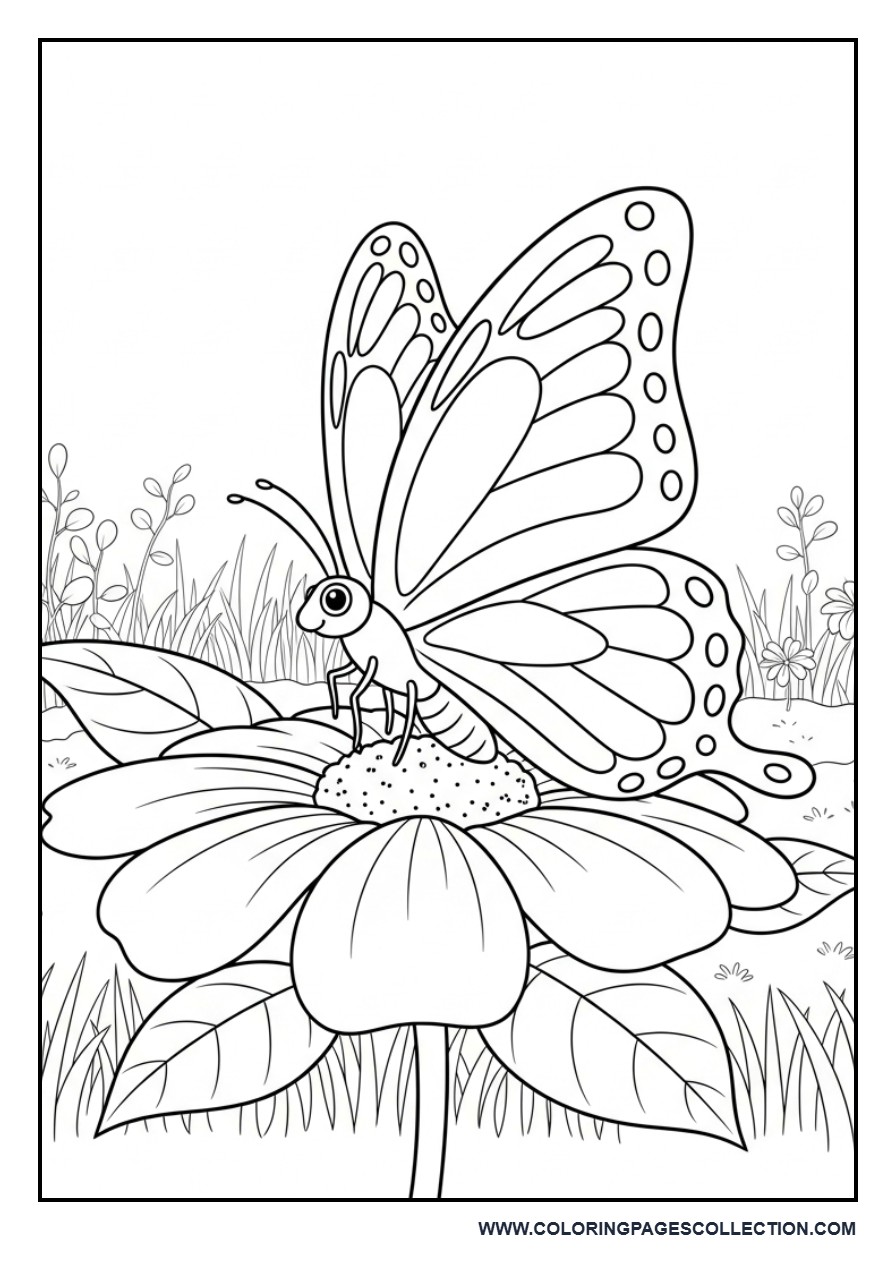 Butterfly Sitting on Big Flower