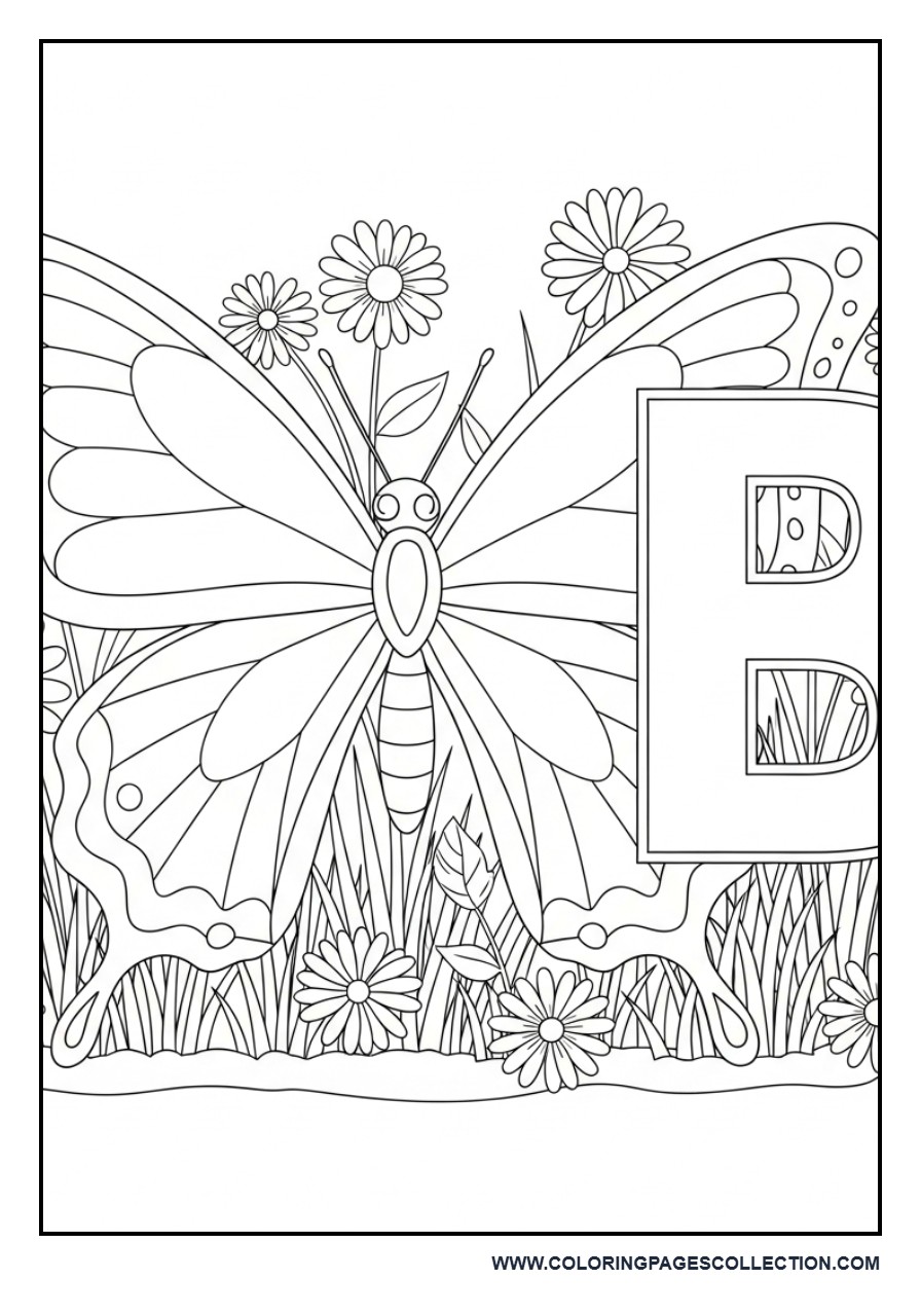 Butterfly with Alphabet Letter B