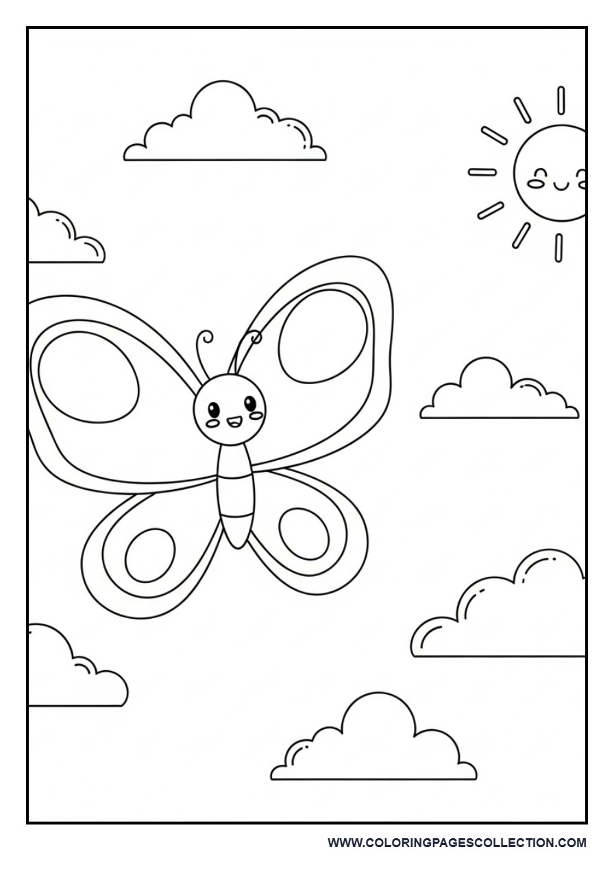 Butterfly with Clouds and Sun