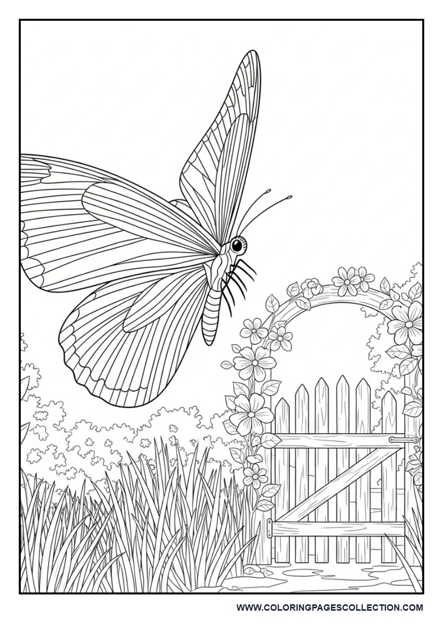 Butterfly with Cute Garden Gate