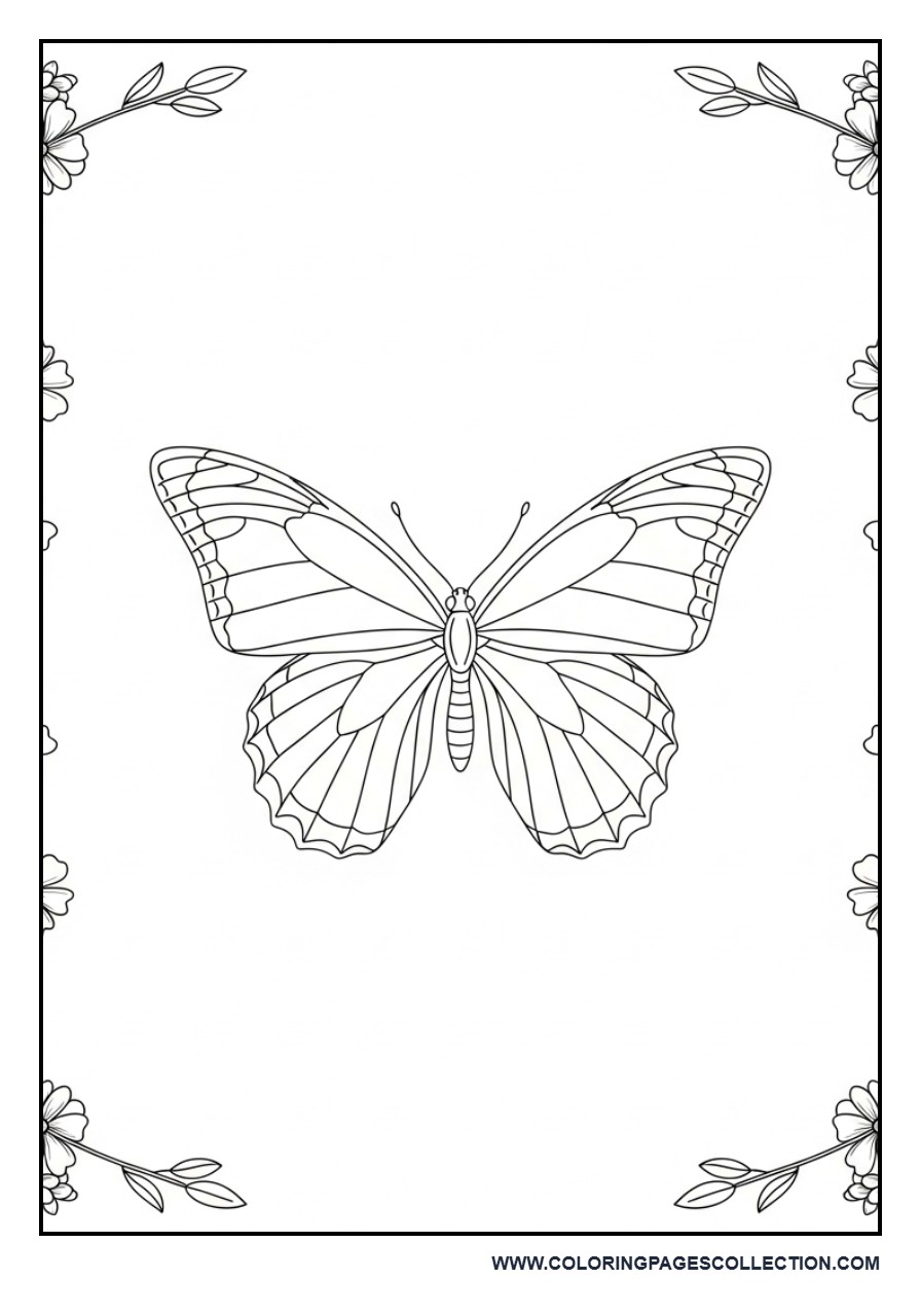 Butterfly with Decorative Flower Border