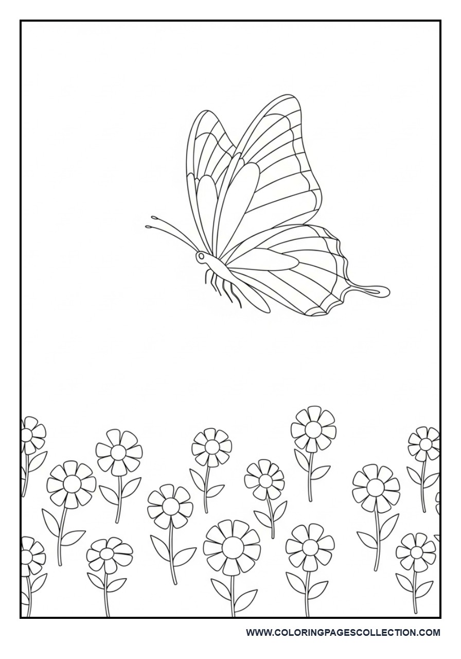 Butterfly with Flower Field
