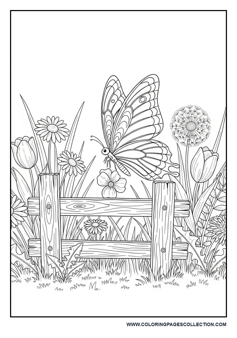 Butterfly with Garden Fence