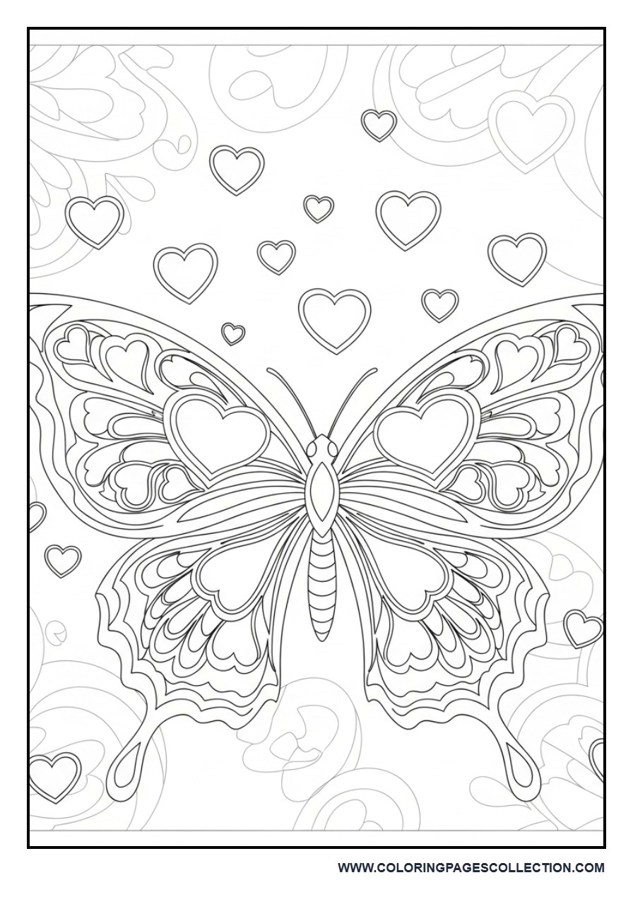 Butterfly with Heart Pattern Wings
