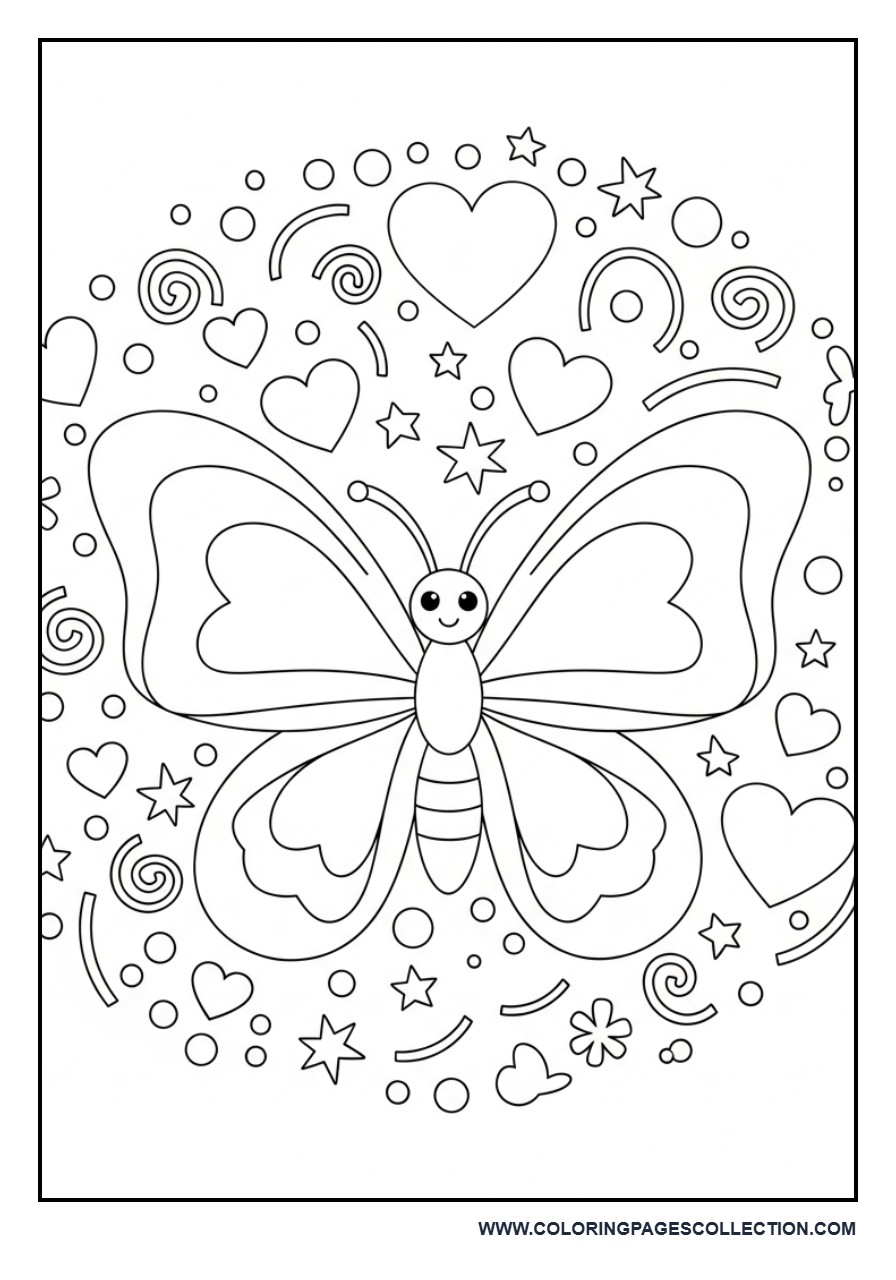 Butterfly with Hearts and Stars
