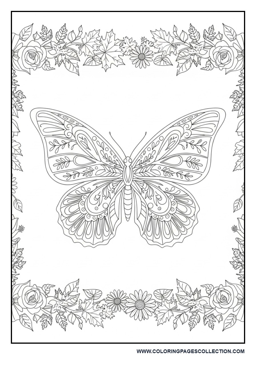 Butterfly with Nature Pattern Frame